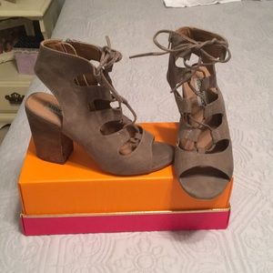 Steve Madden suede lace up block heels